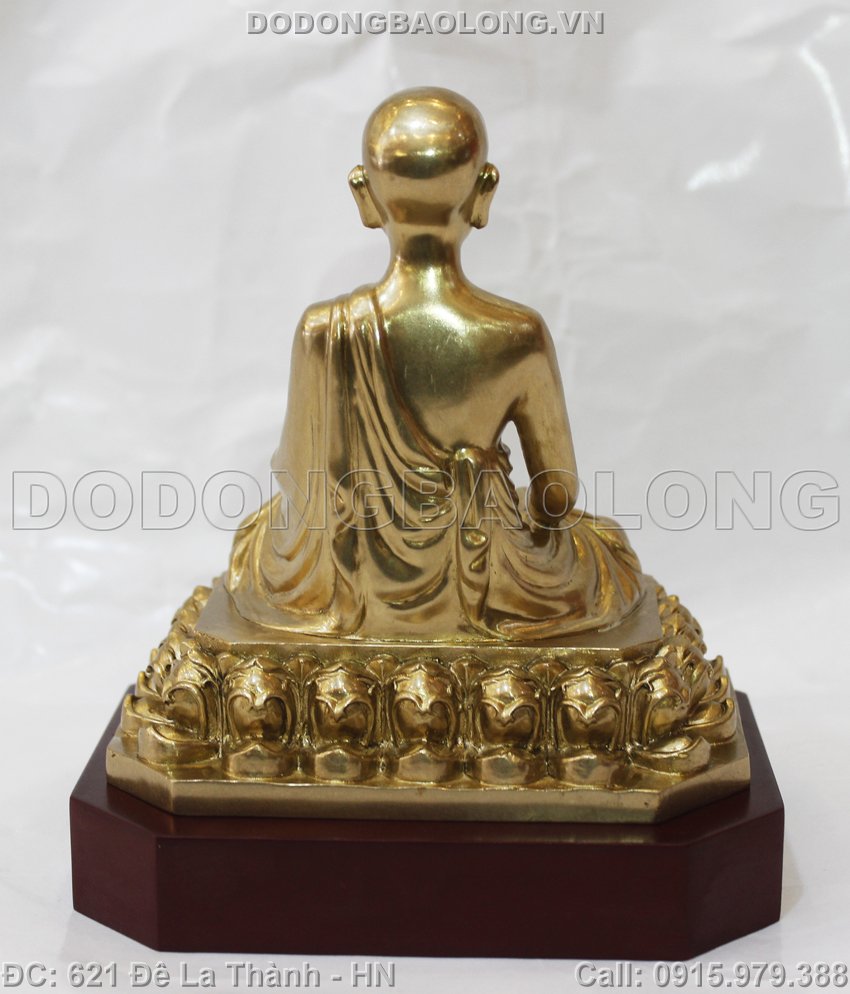Tượng đồng Phật Hoàng Trần Nhân Tông cao 18cm có đế gỗ